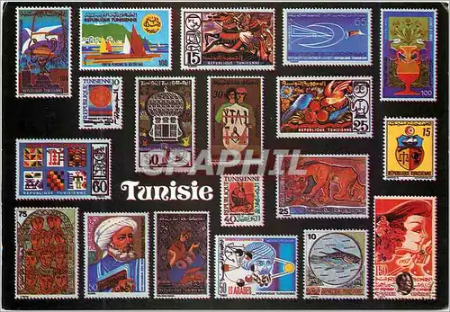 Cartes postales moderne Sud tunisien timbres