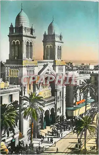 Cartes postales moderne Tunis (tunisie) la cathedrale et avenie jules ferry