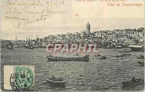 Cartes postales Salut de constantinople Pera et Galata Vue prise de la mer