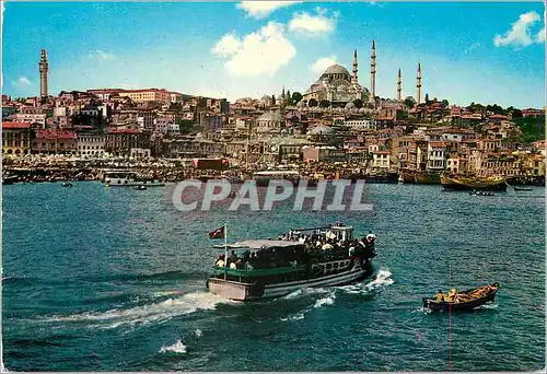 Moderne Karte Istanbul Turkey La Corne d'or et la Mosquee de Soliman le Magnifique