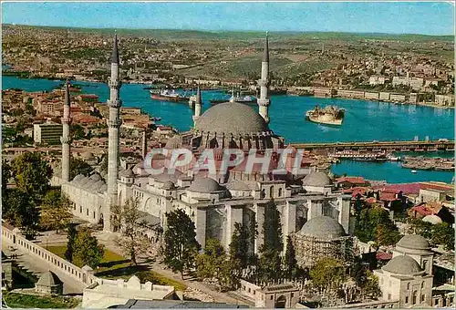 Moderne Karte Istanbul Turkey La Mosquee de la Soliman le magnifique et la Corne d'Or