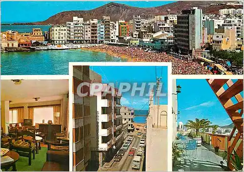 Cartes postales moderne Las palmas de gran canaria outside and inside of apartments retama and a view of the canteras be