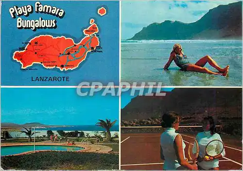 Cartes postales moderne Lanzarote Famara strand Bungalows Tennis