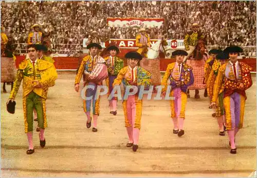 Moderne Karte Paseillo Defilé des equipes Taureau Corrida