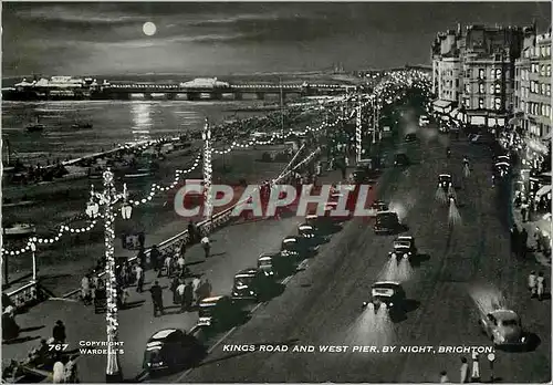 Cartes postales moderne Kings Road and West Pier By Night Brighton
