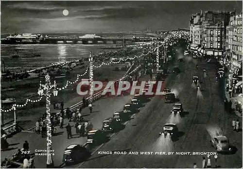 Moderne Karte Kings Road and West Pier By Night Brighton