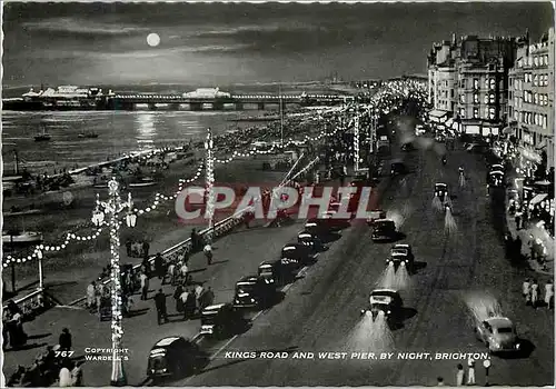 Cartes postales moderne Kings Road and West Pier by Night Brighton