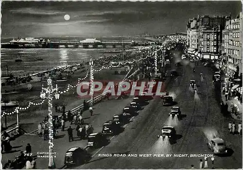 Moderne Karte Kings Road and West Pier by Night Brighton