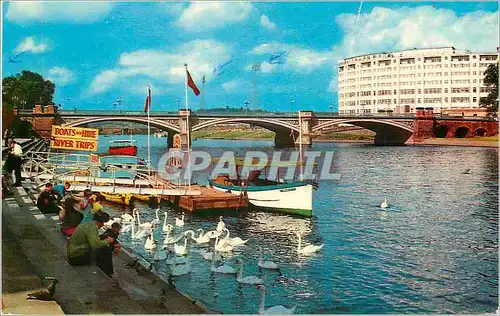 Moderne Karte River Trent and Bridge Nottingham Bateaux