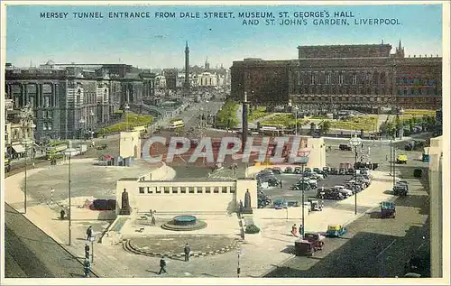 Cartes postales moderne Mersey Tunnel Entrance From Dale Street Museum St George's Hall and St Johns Garden Liverpool