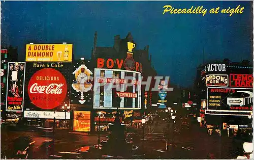 Moderne Karte Night Scene Piccadilly Circus London Coca Cola