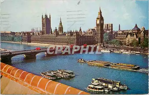 Cartes postales moderne Houses of Parliament Westminster Bridge London Bateaux
