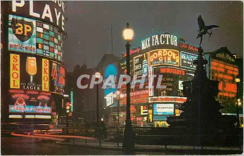 Moderne Karte Piccadilly Circus by night London British Petroleum Gordon