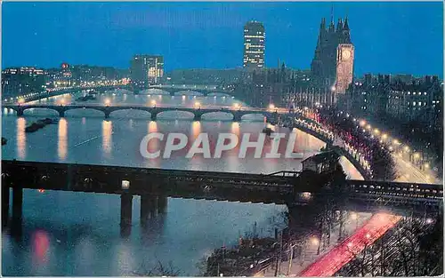 Cartes postales moderne River Thames and Big Ben at night London