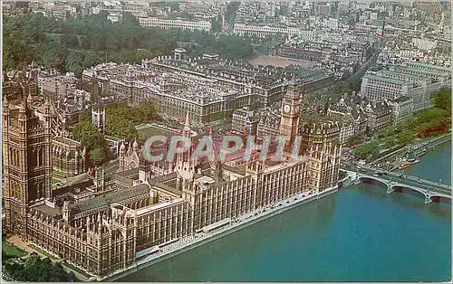 Moderne Karte Aerial view of Houses of Parliament Big Ben Westminster Abbey and Whitehall London