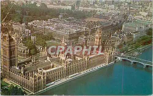 Cartes postales moderne Aerial view of Houses of Parliament Big Ben Westminster Abbey and Whitehall London