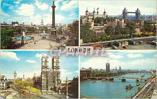 Cartes postales moderne London Trafalgar Square The Tower and Tower Bridge Westminster Abbey Houses of Parliament