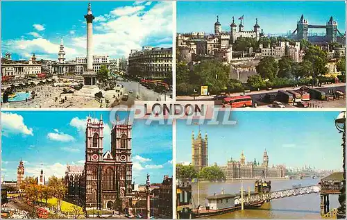 Cartes postales moderne London Trafalgar Square The Tower and Tower Bridge Westminster Abbey The Houses of Parliament