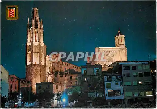 Cartes postales moderne Gerona Saint Felix et la Cathedrale illuminee