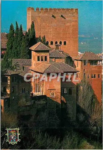 Moderne Karte Granada Alhambra Vue partielle Alhambra et Tour Camares