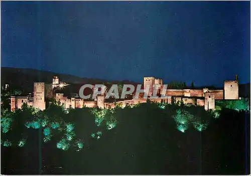 Cartes postales moderne Granada Vue generale de l Alhambra la nuit