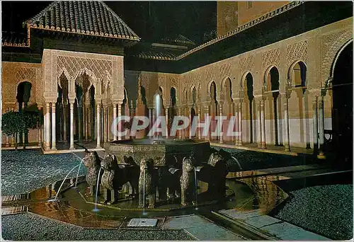 Cartes postales moderne Granada Alhambra Cour des Leones eclaire