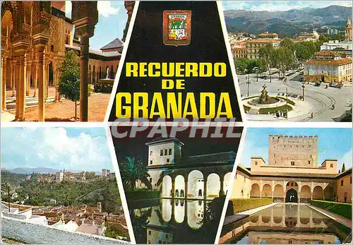 Moderne Karte Granada Alhambra Patio de Los Leones Puerta Real