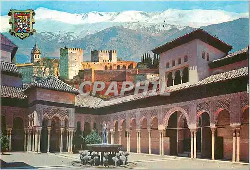 Cartes postales moderne Granada Alhambra Cour des Lions et Sierra Nevada