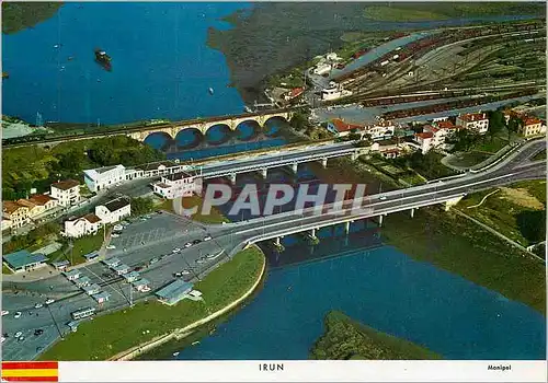 Moderne Karte Irun Vue aerienne des Ponts Internationnaux