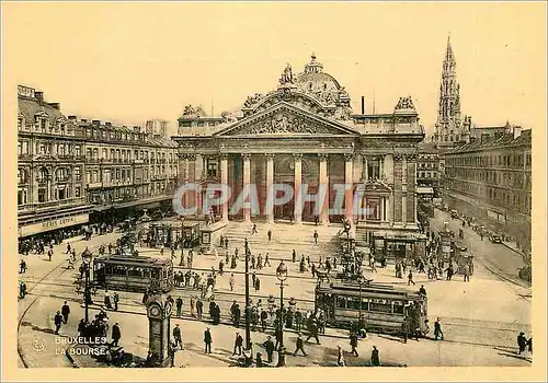 Cartes postales moderne Bruxelles La Bourse Tramway