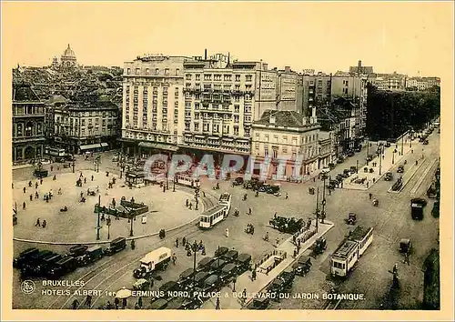 Cartes postales moderne Bruxelles Hotel Albert Terminus Nord Tramway