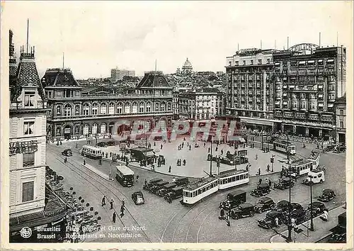 Cartes postales moderne Bruxelles Place Rogier et Gare du Nord Tramway