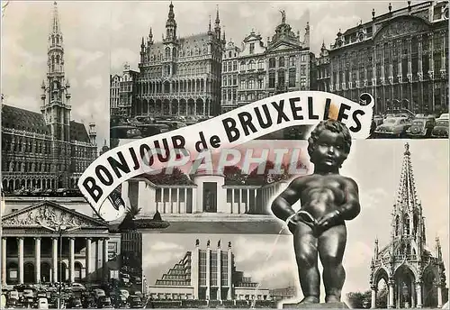 Cartes postales moderne Bonjour de Bruxelles Manneken Pis