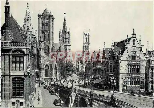 Moderne Karte Gand Eglise Saint Nicolas Beffroi et Eglise St Bavon