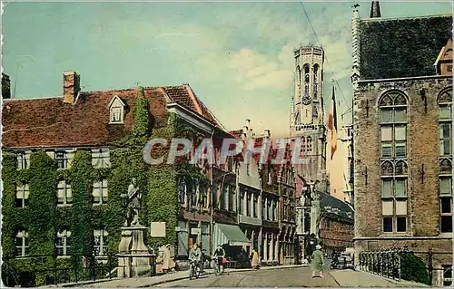 Moderne Karte Bruges Rue aux Laines et Beffroi