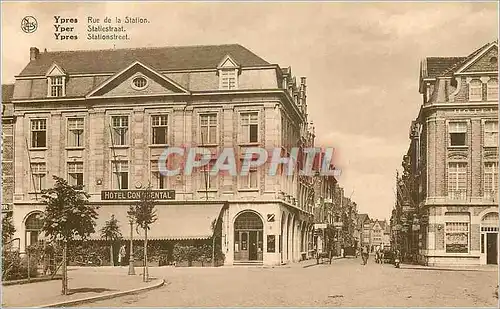 Moderne Karte Ypres Rue de la Station Hotel Continental