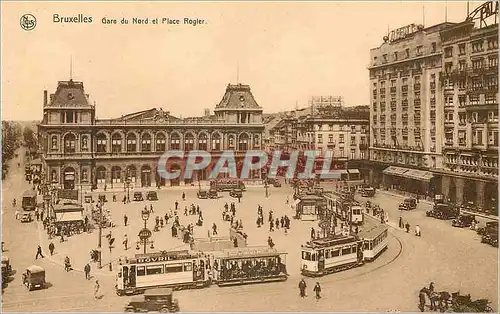 Cartes postales moderne Bruxelles Gare du Nord et Place Rogier Tramway