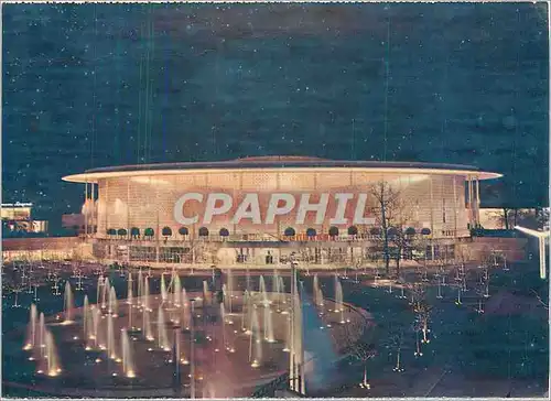 Moderne Karte Exposition Universelle de Bruxelles Le Pavillon des Etats Unis la nuit