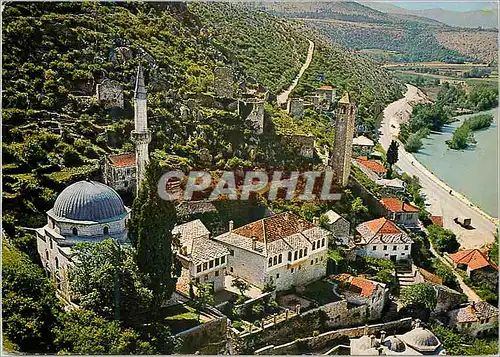 Moderne Karte Pocitelj The centre of settlement with the mosquee  medresa the high school the clock tower and