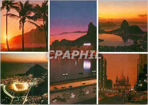 Cartes postales moderne Brasil Turistico Rio de Janeiro A cidade Maravilhosa a noite