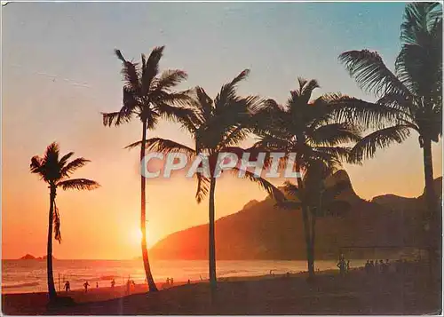 Moderne Karte Brasil Turistico Rio de Janeiro Sunset at Lebion Beach