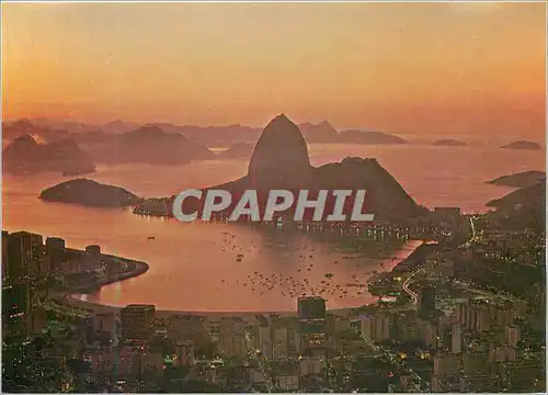 Moderne Karte Rio de Janeiro Brasil Sunrise Botafogo Cove and Sugar Loaf