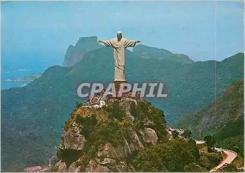 Moderne Karte Brasil Turistico Rio de Janeiro Birds eye view of Corcovado Rock