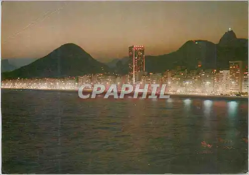 Cartes postales moderne Brasil Turistico Rio de Janeiro Copacabana beach by night with Corcovado rock in the background