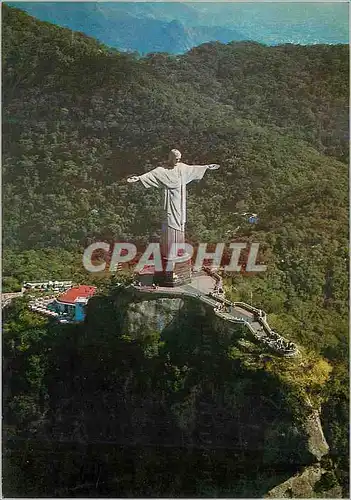 Moderne Karte Brasil Turistico Rio de Janeiro Aerial view of Cristo Redentors Monument