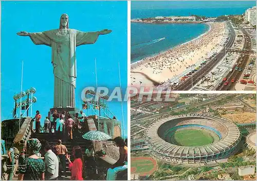 Cartes postales moderne Brasil Rio de Janeiro Christ Redeemer Copacabana beach Mario Filho Stadium Football