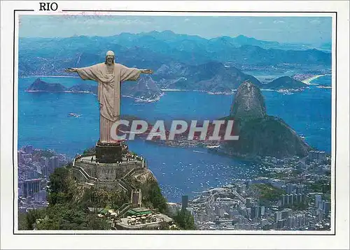 Cartes postales moderne Rio de Janeiro Brasil Aerial view Christ Redeemer and Guanabara Bay