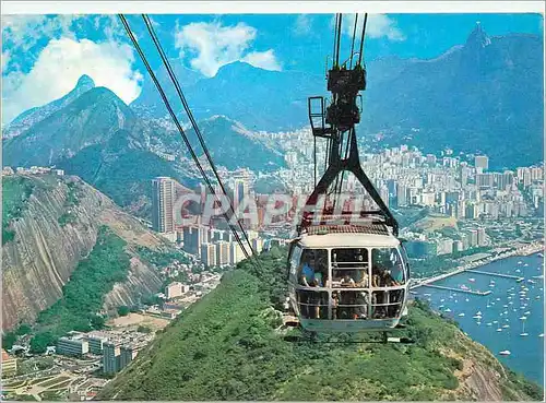 Cartes postales moderne Rio de Janeiro Brasil Panorama and aerial car of the sugar loaf