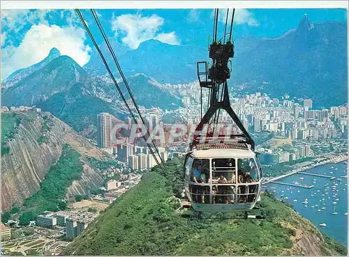Moderne Karte Rio de Janeiro Brasil Panorama and aerial car of the sugar loaf