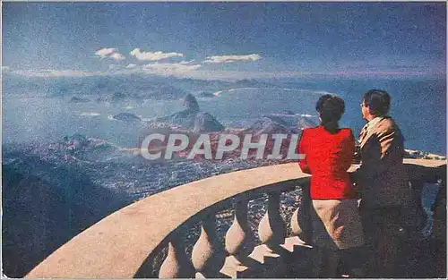 Cartes postales moderne A breathtaking view of Rio de Janeiro from the platform before the statue of Christ atop the Cor
